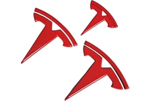 fibhyrtingy 3 Pcs/Set for Model 3 Emblem Badge Sticker Cover,Car Front/Rear/Steering Wheel Emblem Logo Sticker Decals Accessories (fit Model3 Red)