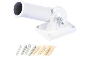 NAMIS Soporte de Soporte Ajustable Bandera Soporte de Asta de Bandera de Montaje en Pared con Tornillos Hecho de Aleación de Aluminio (Blanco)