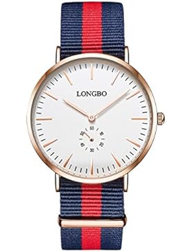 Longbo Elegante Herren Sport Uhren Analog Freund Geschenk Ultra Dünn Uhren mit austauschbarem Mehrfarbig gestreift...