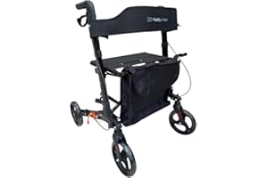 MobilityAhead Go Further Mobility Walker – Practical Rollators 4 Wheel with Seat Folding Lightweight – Compact Walking Frame – Durable and Reliable Walking Aids for Indoor and Outdoor Use (Black)
