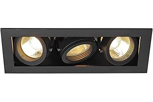 SLV Encastré KADUX 3 Lampes | Rectangulaire | Noir Mat | Orientable Inclinable Multidirectionnel