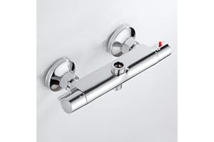 KEYOHOME Mitigeur thermostatique pour douche, Mitigeur douche thermostatique 2 sorties laiton chromé, Robinet thermostatique anti-brûlure pour salle de bain