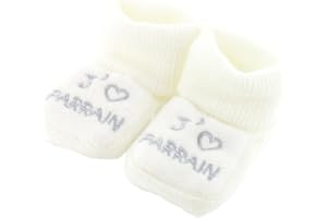 FRUIT DE MA PASSION Chaussons pour bébé 0 à 3 Mois blanc - J'aime parrain