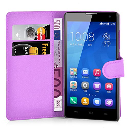Cadorabo Honor 3C Funda Estilo Libro de Cuero Sint  tico en VIOLETA DE MANGANESO Cubierta Protectora con Cierre Magn  tico  Tarjetero y Funci  n de Suporte     Protecci  n Carcasa Caja Etui Case Cover