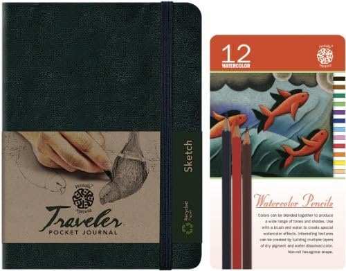 Pentalic 12-Watercolor Pencil Tin and Traveler Pocket Journal Value Pack by "C2F, Inc."