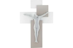 Bongelli Preziosi - Crocifisso Moderno Bianco Nocciola 42x30 cm Marmorino