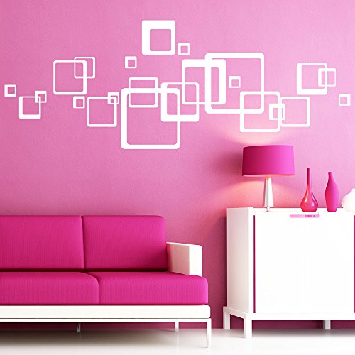 Wandtattoo Loft Wandsticker Aufkleber Vierecke 23 Stück Deko / 49 Farben zur Auswahl / schwarz / - 3