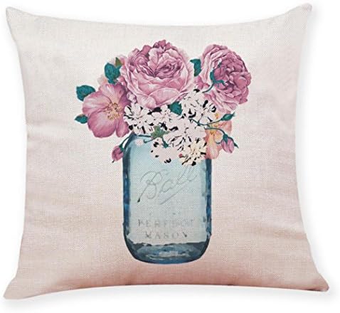 Hshi Home Decor Printing Cushion Cover Flower Vase Pattern Throw Pillowcase Sofa Pillow Covers (G)