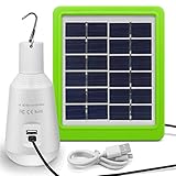 LED à Energie Solaire, Jirvyuk Lampe LED Solaire Portable. Ampoule Solaire 560LM, Lampe Solaire avec Panneau Solaire pour Eclairage, Extérieur, Randonnée,Camping, Pêche,