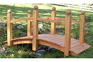 Beauty.Scouts Zierbrücke Petunia Kiefernholz massiv honigbraun 128x62,5x69cm Brücke Teichbrücke Gartendeko Deko Gartendekoration Holzsteg Teichübergang