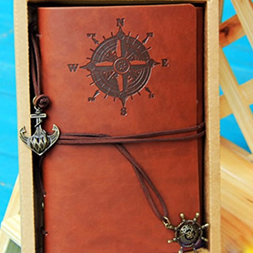 Tinksky Vintage Notizbuch klassische PU Leder Cover Journal Notebook Retro Spirale Ringbuch Tagebuch - 7