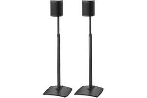 Sanus Paire de pieds d'enceintes sans fil à hauteur réglable conçus pour Sonos one, one SL, Play : 1 et Play: 3 - Hauteur Réglage jusqu'à 40 cm - Gestion des câbles intégrée - Lot de 2 - Noir