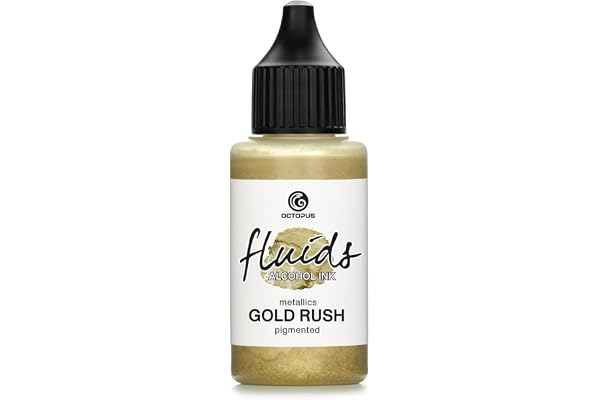 30ml Fluids Alcohol Ink GOLD RUSH, Encre à alcool pour Fluid Art et Resin Art, or métallique