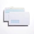 MARKQ White Envelopes with window, 4” x 9" Peel & Seal Mailing Envelope for Posting Home Office and Ecommerce 80gsm, pack of 50