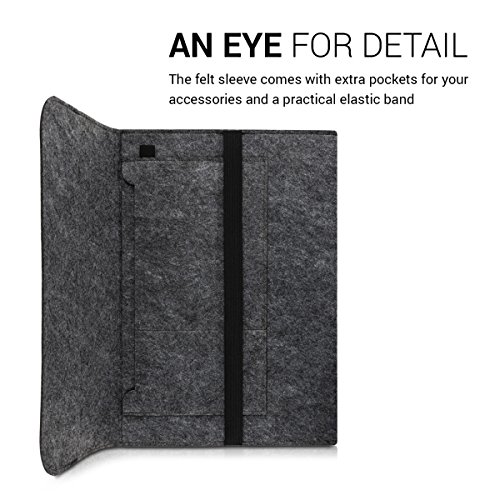 kwmobile Laptoptasche Filz Sleeve f  r 15  15 6 Laptop Ultrabook - Notebook Tasche Schutzh  lle Laptop Case H  lle in Dunkelgrau mit Innentaschen Inne