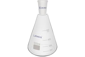 Labasics Glas Erlenmeyerkolv 24/40, Borosilikatglas Tjockväggig Kolv med 24/40 Standard Konisk Yttre Slipning, 500 ml, för La