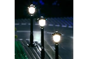 TEDDOO Design Bloc de lumière LED - 15 lampadaires, hub 10 en 1 et 7 en 1, câble Super Fin caché dans Les Blocs de Construction, Compatible avec Lego, Simple (Blocs noirs, lumière blanche)