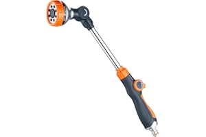 GRIFEMA GE1305 Watering Lance, Extended Hose Pipe Spray Gun with 8 Modes, Watering Wand for Hanging Basket Watering, Lawn Watering, Car Washing, Pet Bathing [Amazon Exclusive],Orange/Black
