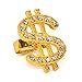 Produktbild Oblique Unique® Dollar Ring Gold mit Edelsteinen Einheitsgröße verstellbar Kunst Schmuck für Rapper Gangster Millionär Kostüm Fasching Karneval