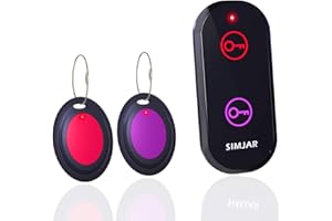 Simjar Einfacher Schlüsselfinder mit 2 Empfängern & 1 Fernbedienung, kabelloser Simjar-Schlüsselfinder mit Fernbedienung, für Schlüssel, Brieftasche, Handy, Gepäck