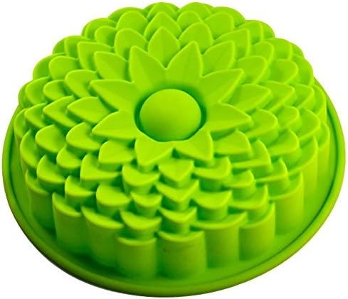 Rcdxing 1 pc Sunflower Bread Pie Flan Tart Birthday Party Cake Silicone Mold Pan-Green