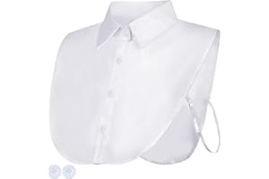 Scettar 2 Stücke Krageneinsatz Damen Mit Austauschbaren Tasten, Weiß Schwarz Fake Kragen Für Anzug, Baumwolle Kragen Abnehmbare Für Frauenkleidung/Pullover…