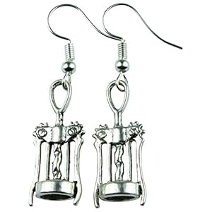 The Funky Barcode WINE BAR CORKSCREW DANGLE EARRINGS Gift Box Available
