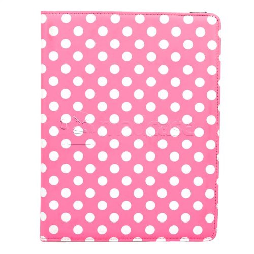 MadCase Apple iPad 4 (mit retina display) Stilisch Muster PU Leder Rotierend Smart Ständer Schutzhülle – kompatible mit iPad 2 und iPad 3 einschließlich Displayschutzfolie & Eingabestift – Gepunktet – Hellrosa - 5