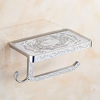 Toilettenpapierhalter Mit Handy-Ablage Aus Edelstahl – Poliertes Chrom, Wandmontiert, Stylisch & Praktisch