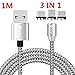 Produktbild ALTech® 3 in 1 3,3FT Silber 360 ° Free Connect Runde Magnetische Stecker Led-Display Ladekabel Für Typ-C Android Telefon iphone