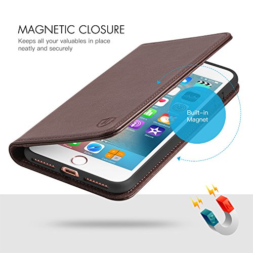 Funda iPhone 8 Plus  Funda iPhone 7 Plus  SHIELDON Funda iPhone 7 Plus Billetera para Tarjetas  Amortiguaci  n de TPU Interior Suave  Soporte Plegable  Cierre Magnetico  Carcasa en Libro para iPhone 8 Plus iPhone 7 Plus - Caf  