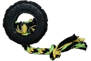 HAPPYPET Grrrelli Tyre and Rope Dog Chew Toy Strong Fun Interactive Chewing Playing Catch Fetch Lightweight Tugging Pulling for All Breeds - Small