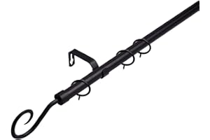 LISTER CARTWRIGHT 16-19 mm Extendable Metal Curtain Pole Rods Voile Easy Fitting Crook Black 120-210 cm
