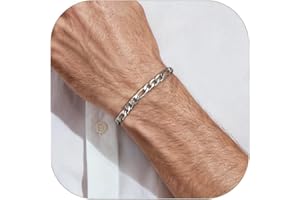 PROSTEEL Gourmette Homme Chaîne Bracelet Figaro 6mm/9mm/13mm en Acier Inoxydable/Plaqué Or/Noir, 19cm/21cm/23cm de Long