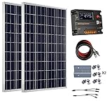 Eco-Worthy Kit de panneaux solaires hors réseau 200 Watt 12 V/24 V - 2 panneaux solaires 100 W polycristallin + contrôleur intelligent régulateur solaire 20 A pour Système de chargement 12 V ou 24 V
