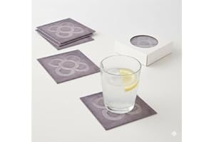 ROCKING GIFTS Set de 4 Posavasos de cerámica Decorativos con el diseño del Mosaico Panot Barcelona, de 10 cm de diámetro, en Color Gris