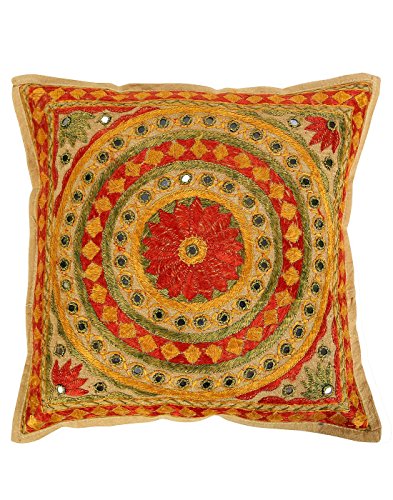 Deko blumen Baumwolle Kissenbezug spiegel Bunt Indisch Set 5 pillow case Traditional 40×40 Sofakissen Wohnzimmer Pillowcases Cushion Cover By Rajrang - 5