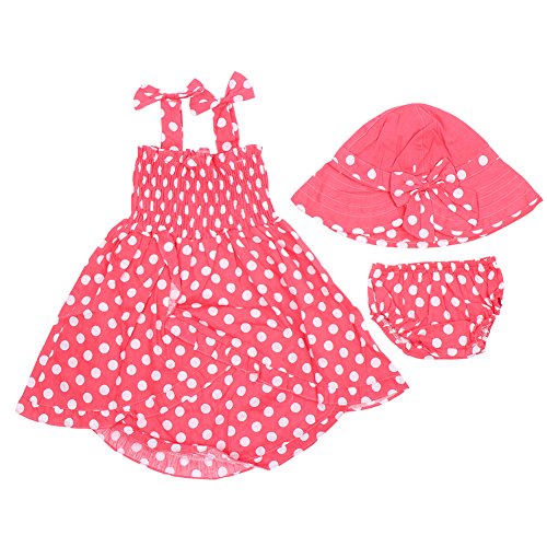 ROPALIA Baby Girls Costume 3pcs Dress+Pants+Hat Set Pink Dot Clothes 0-36M