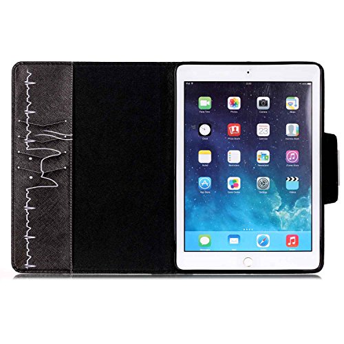iPad Air 2 Hülle, iPad 6 Hülle,Ukayfe iPad Hülle Schutzhülle Etui Tasche für Apple iPad Air 2/iPad 6 Smart Case Ledertasche Schutzhülle Hüllen Tasche Leder Hülle Ultra Slim Lederhülle Flip Case Etui mit Standfunktion für iPad Air 2/iPad 6 mit 1x Schwarz Eingabestift (iPad Air 2/iPad 6:Schwarz Lustige Katze Muster) - 6