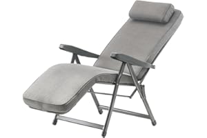 Tomaino - Sedia Sdraio Imbottita Per Interno ed Esterno - Poltrona Reclinabile Per un Perfetto Relax - Comoda e Pieghevole Ideale in Casa, Giardino, Terrazzo (Automatica, Grigio)