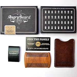 Mens Beard Comb with leather Case - Two sided beard comb & Mustaches comb - Sandal Wood Pocket Comb & Case, Dual Action… - Image 2