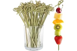 SANWALSA [Pack of 50 Sticks, 5 inch] Bamboo Knot Skewer Sticks | Eco-Friendly Decorative Cocktail & Appetizer Picks | Ideal for Parties & Weddings