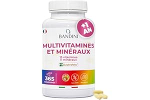 Bandini® Multivitamines et Minéraux 365 Comprimés (1 An) - 24 Nutriments Essentiels dont Vitamines A B C D E K Calcium Magnesium Zinc Fer Iode Acide Folique Biotine - Immunité, Fatigue, Cheveux, Peau