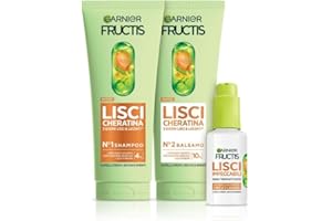 Garnier Fructis Lisci Cheratina Kit Shampoo Balsamo e Siero Lisci Impeccabili