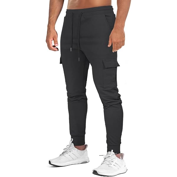 Pantalon De Jogging Homme En Coton Stretch - Coupe Droite, Taille élastique, Poches Latérales - Pour Sport, Loisirs, Décontracté