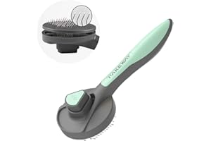 PAKEWAY Cat Dog Grooming Brush, Kitten Slicker Brush, Pet Self Cleaning Shedding Brush Massage Combs for Cats and Dogs with Short, Medium & Long Hair, Aqua