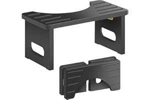 AkoaDa Wooden Toilet Stool, Footstool with Anti-slip Pads, Space Saving Folding, 35° Durable C Shaped Stool(Black)