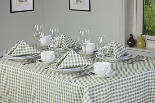 Gingham Sage 52in x 70in (132cm x 178cm) Tablecloth And 4 Napkin Package Set. Oblong (Rectanglular) Tablecloth. Ideal For 4-6 Place Settings. All Sizes Approximate.