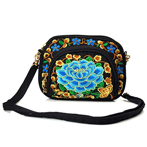 Preisvergleich Produktbild Neue Yunnan National Stickerei Tasche Doppelseitige Bestickte Leinwand Geldbörse Handytasche Frau Mini Diagonale Pouch,1-18 * 15 * 5cm