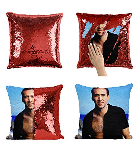 Nicolas Cage Ocean P95 Sequin Pillow, Sequin Pillowcase, Funny Pillow, Two color pillow, Present Pillow, Gift for her, Gift for him, Magic Pillow, Mermaid Pillow [With Insert]